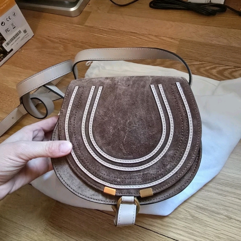 Chloe Small Marcie Saddle Bag Brown Suede NWOT